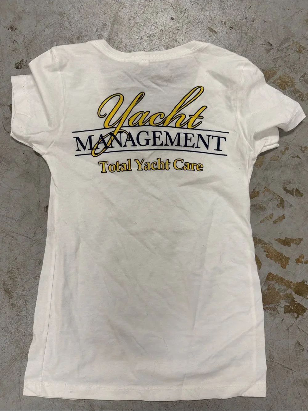 Management V-Neck Logo Tee - White YACHT MANAGEMENT V Neck T - Size Small NWOT